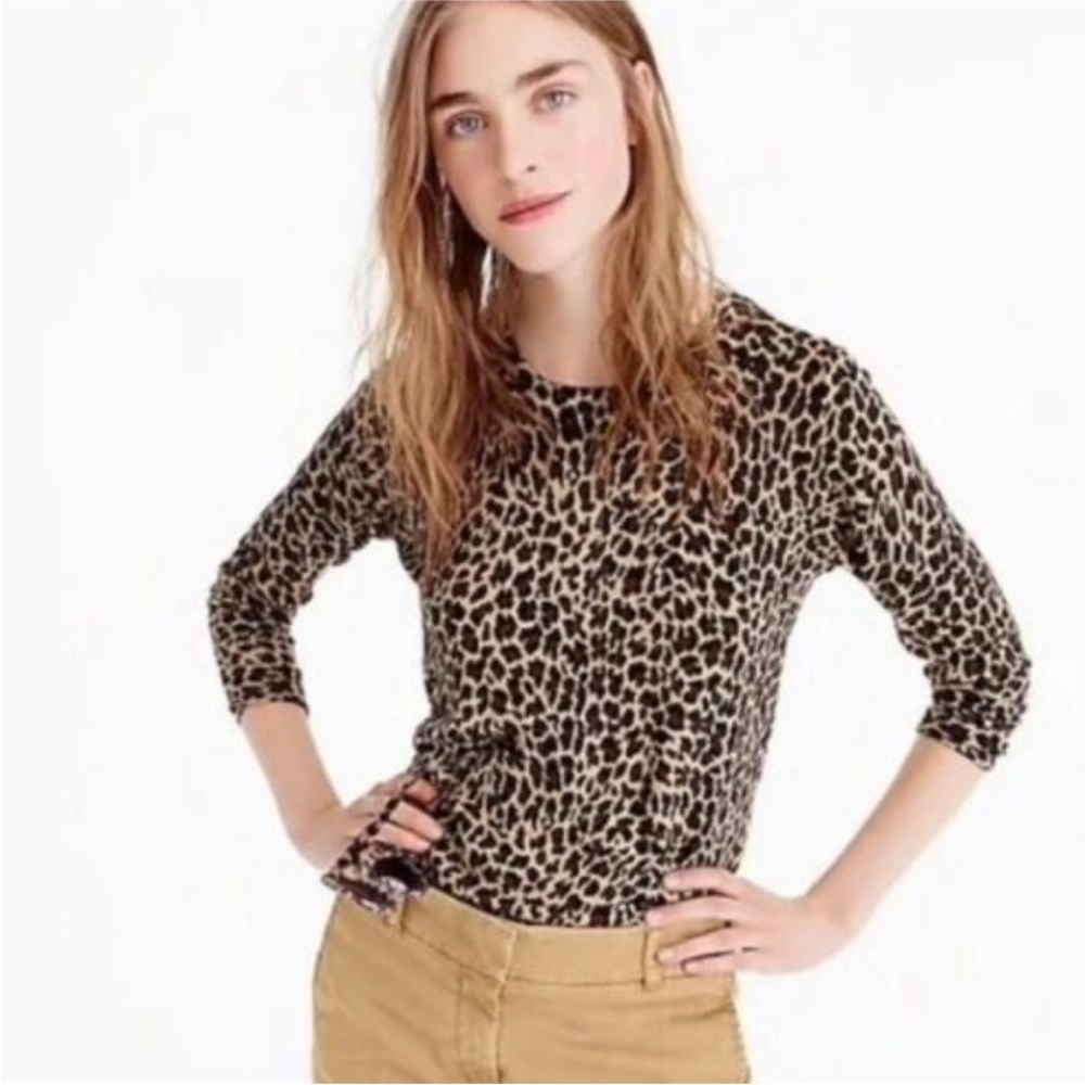J. Crew Leopard Print Long Sleeve Top